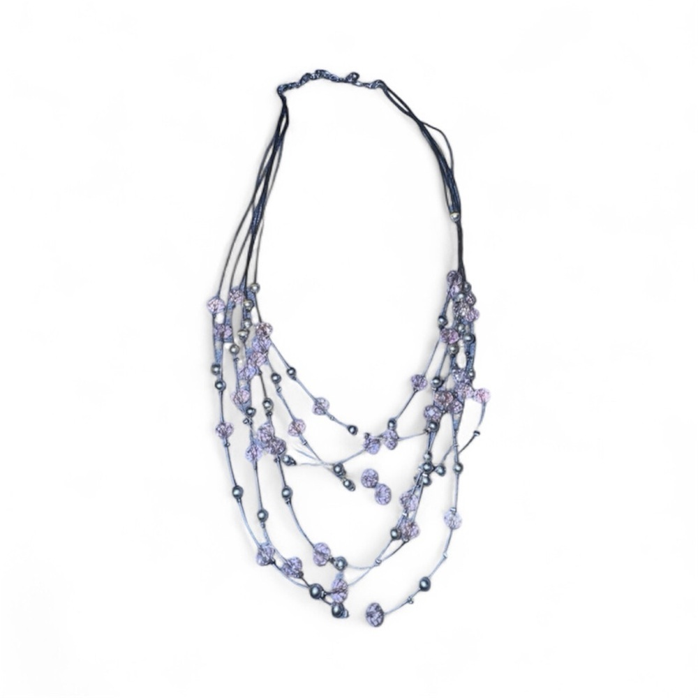 Elegant Multi-Strand Pink and Silver Necklace